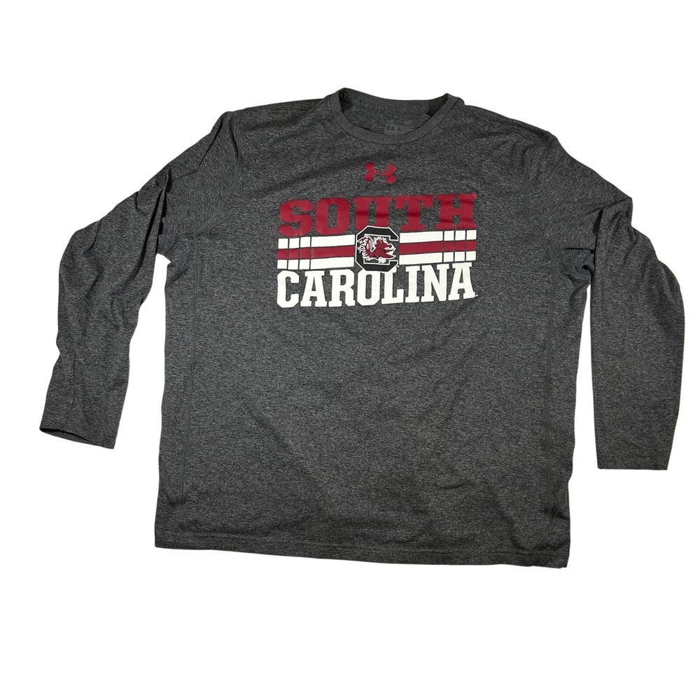 Under Armour South Carolina Gamecocks Shirt Mens 2XL Grey Long Sleeve NCAA SEC